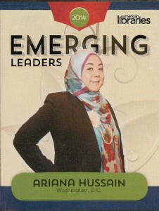 Image of ALA-Emerging Leader 2014 Trading Card featuring Ariana Hussain.