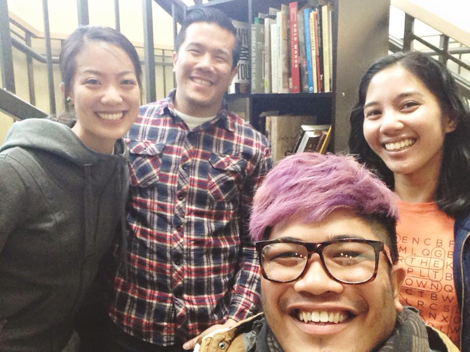 #Shelfie, from left to right, API Flying Bookshelf's Sabrina Chen, Chris Woon, Derek O. Dizon, and APALA's Alyssa Jocson Porter.