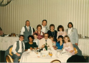 group picture of family members at a wedding