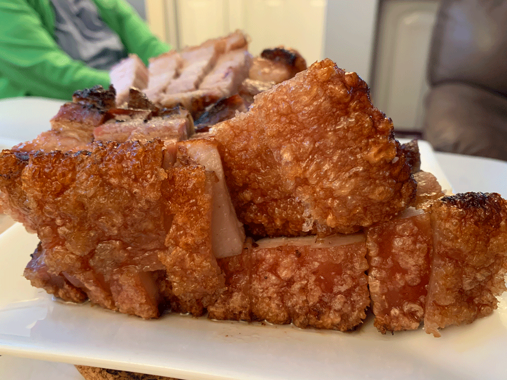 Cantonese roast pork on a plate