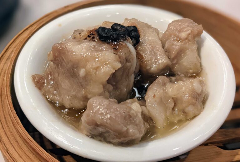 Black bean spare ribs in a white bowl