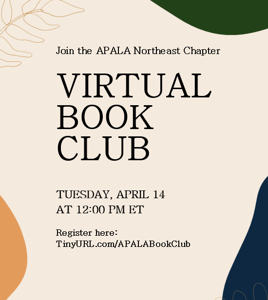 A flyer for the APALA Northeast Chapter Book Club
